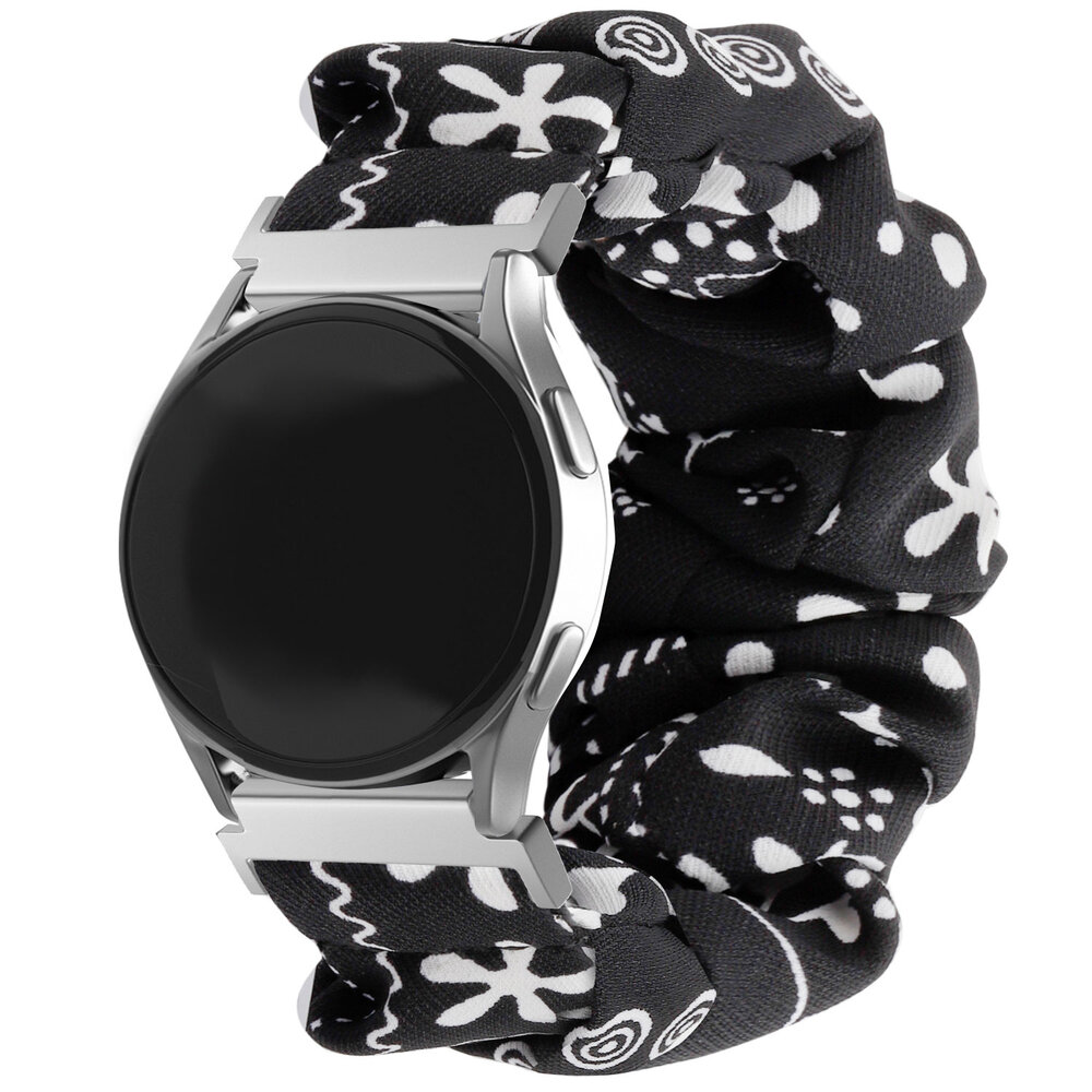 Strap-it® Strap-it Samsung Galaxy Watch 4 Classic 42mm scrunchie bandje (zwart mix)