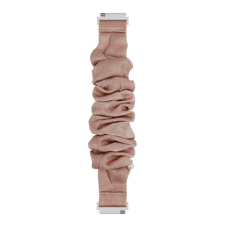 Strap-it® Strap-it Samsung Galaxy Watch 3 41mm scrunchie bandje (beige met parels)