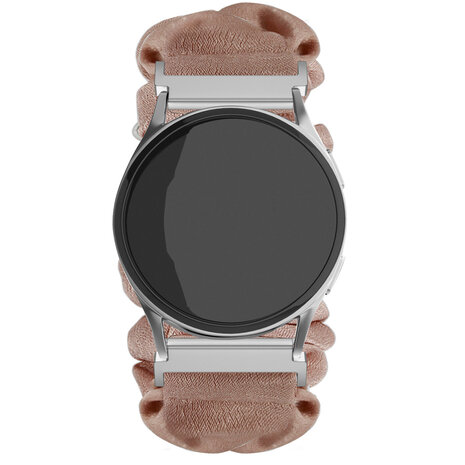Strap-it® Strap-it Samsung Galaxy Watch 6 Classic 47mm scrunchie bandje (beige met parels)