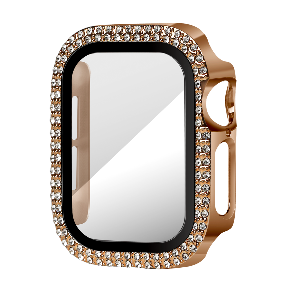 Bandz Bandz Apple Watch 10 - 42mm diamond hoesje met glas (rosé goud)