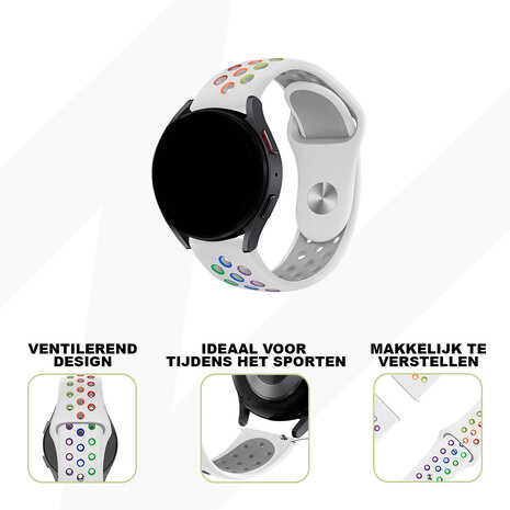 Bandz Bandz Xiaomi Amazfit Bip sport band 'Deluxe' (wit/rainbow)