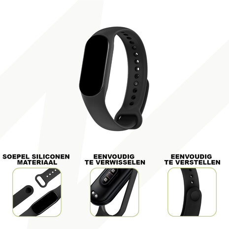 Bandz Bandz Bandz Xaomi Mi Band 6 siliconen band 'Classic' (zwart)