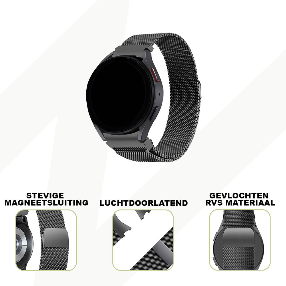 Bandz Bandz Samsung Galaxy Watch 6 - 40mm Milanese loop band (zwart) Bandz Bandz Samsung Galaxy Watch 6 - 40mm Milanese loop band (zwart)