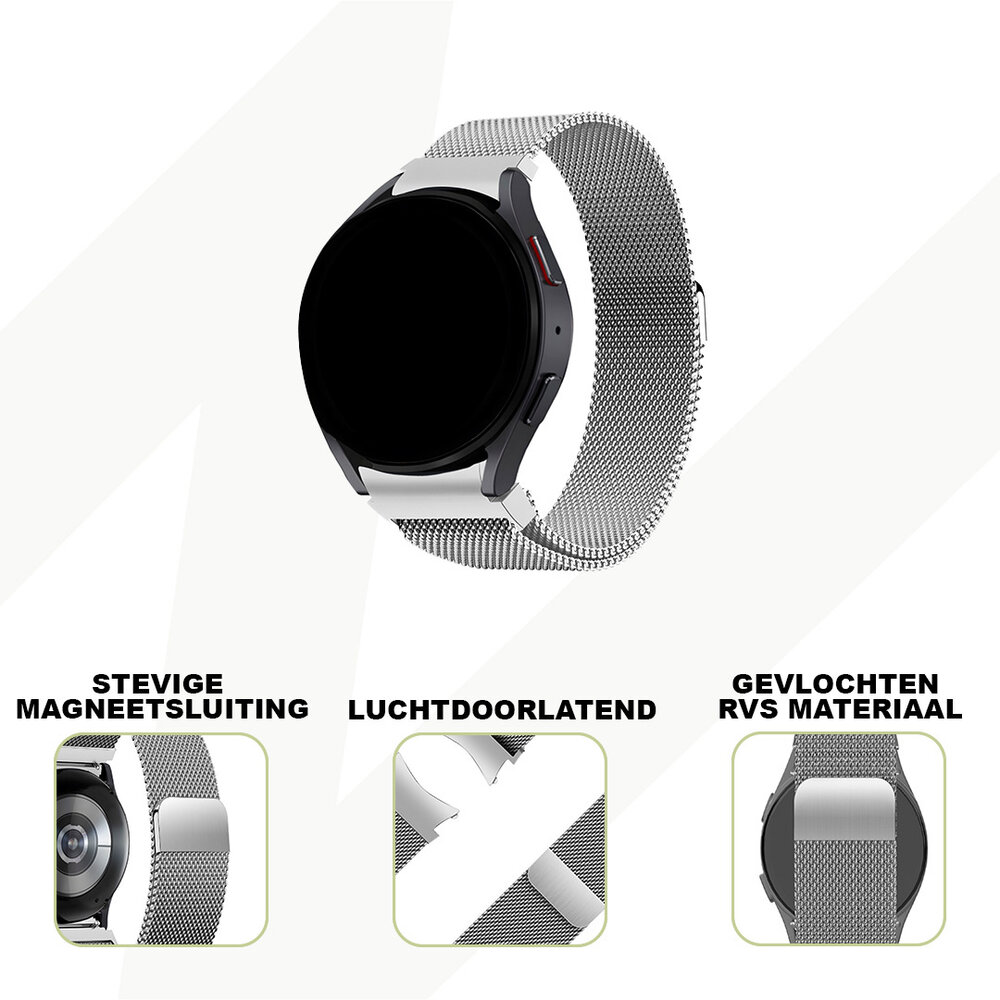 Bandz Bandz Samsung Galaxy Watch 5 - 44mm Milanese loop band (zilver)
