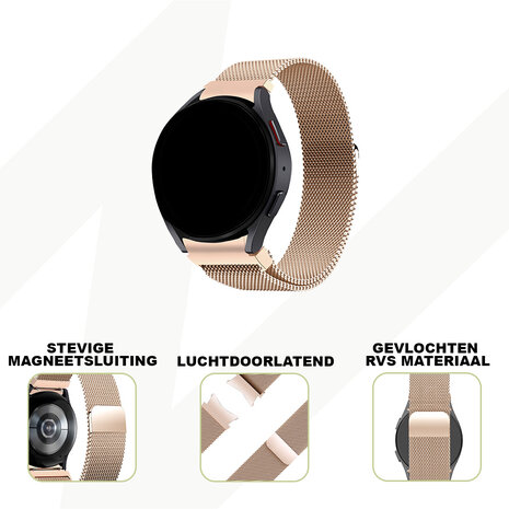 Bandz Bandz Samsung Galaxy Watch 7 - 40mm Milanese loop band (rosé goud) Bandz Bandz Samsung Galaxy Watch 7 - 40mm Milanese loop band (rosé goud)