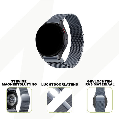 Bandz Bandz Samsung Galaxy Watch 6 Classic 43mm Milanese loop band (grijs)