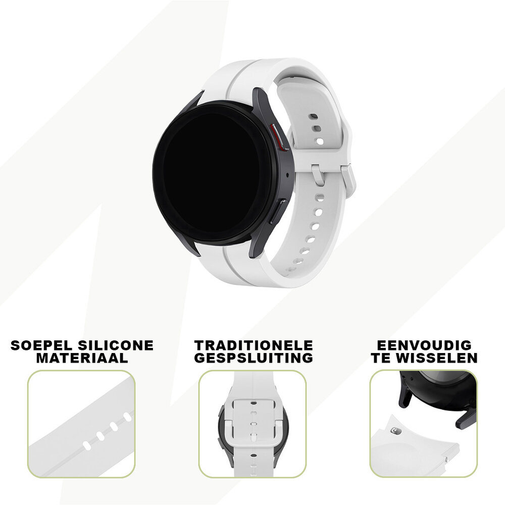 Bandz Bandz Samsung Galaxy Watch 4 - 44mm siliconen band 'Extreme' (wit)