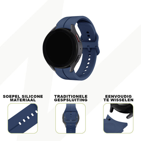 Bandz Bandz Samsung Galaxy Watch 6 - 44mm siliconen band 'Extreme' (donkerblauw)