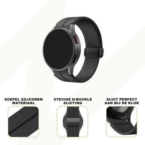 Bandz Bandz Samsung Galaxy Watch 5 - 40mm siliconen band met D-Buckle (zwart)