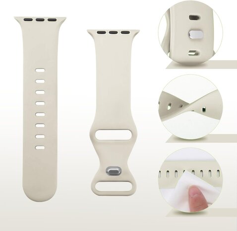 Strap-it® Strap-it Apple Watch siliconen bandje (beige)