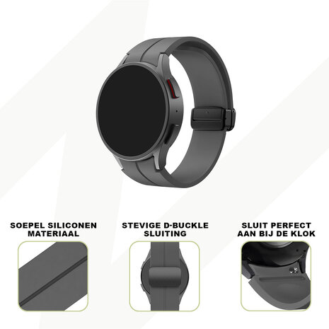 Bandz Bandz Samsung Galaxy Watch FE siliconen band met D-Buckle (donkergrijs)