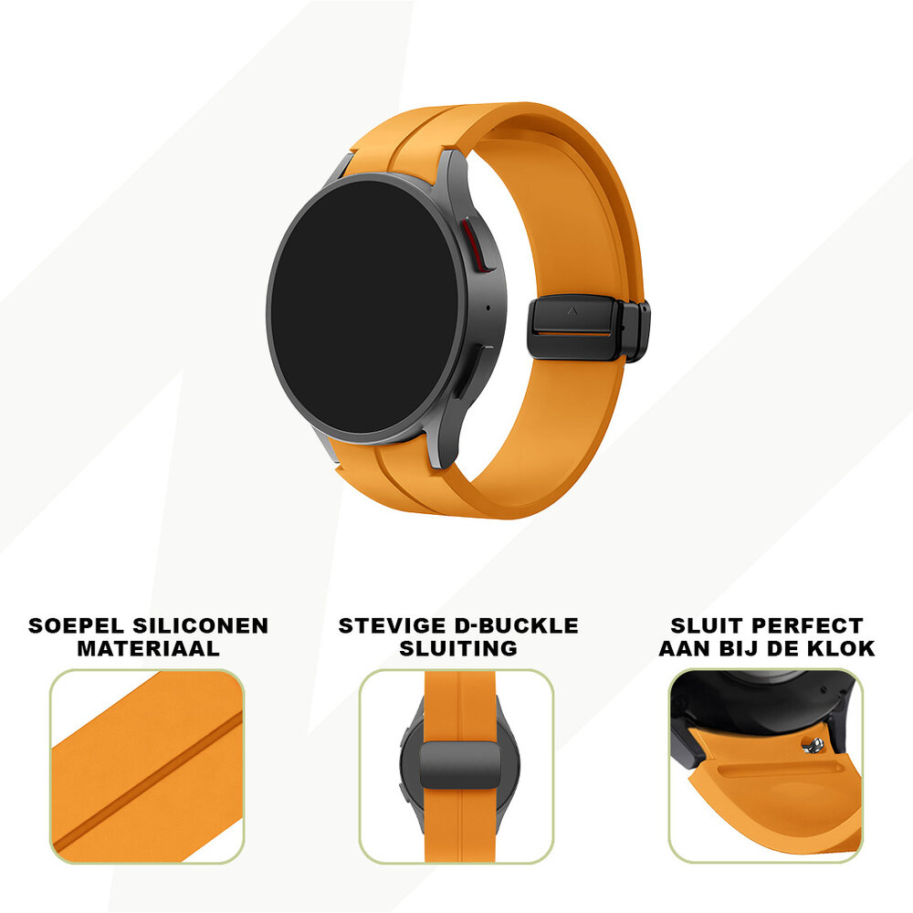 Bandz Bandz Samsung Galaxy Watch 6 - 44mm siliconen band met D-Buckle (geel)