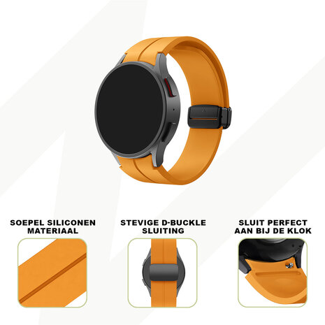 Bandz Bandz Samsung Galaxy Watch 6 - 40mm siliconen band met D-Buckle (geel)