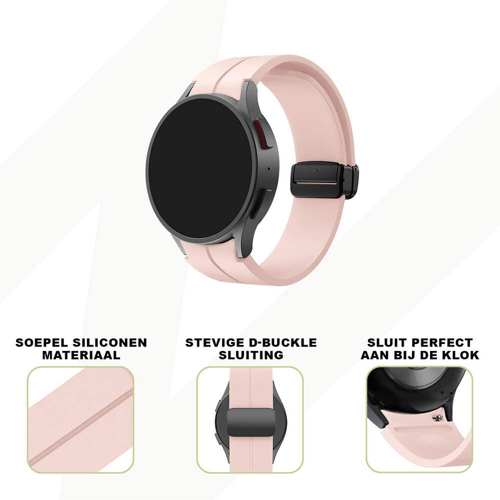Bandz Bandz Samsung Galaxy Watch FE siliconen band met D-Buckle (roze)