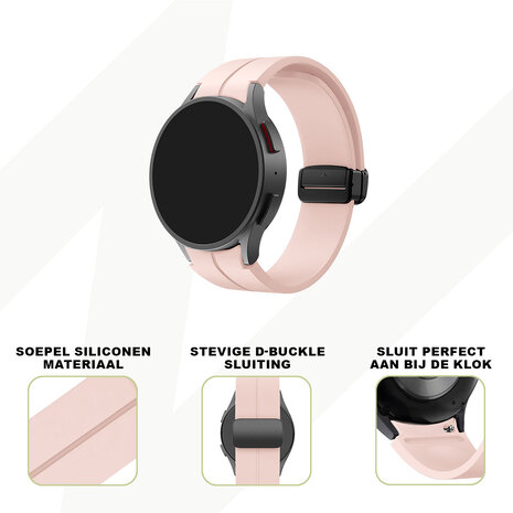 Bandz Bandz Samsung Galaxy Watch 4 40mm siliconen band met D-Buckle (roze)