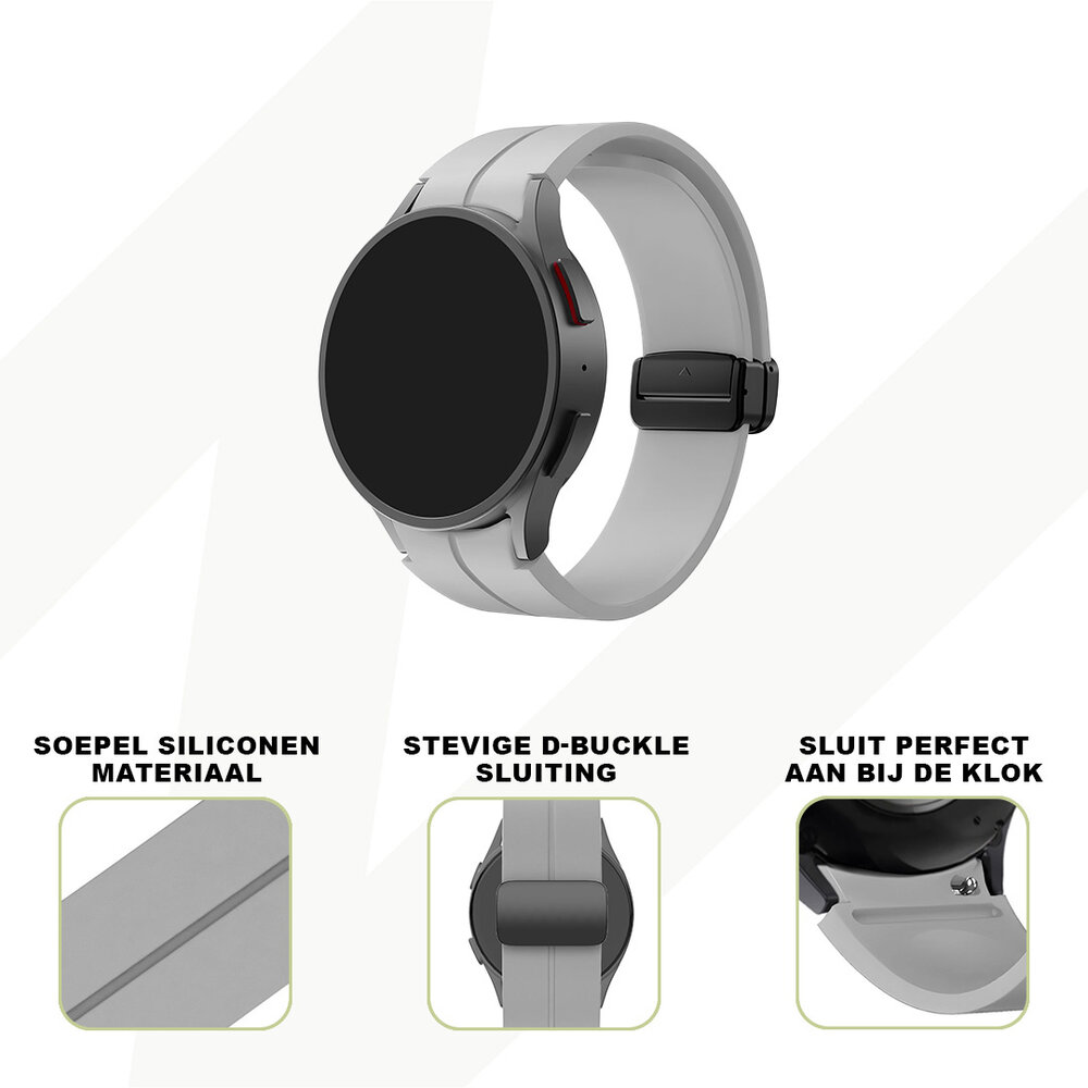 Bandz Bandz Samsung Galaxy Watch FE siliconen band met D-Buckle (grijs)