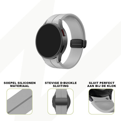 Bandz Bandz Samsung Galaxy Watch FE siliconen band met D-Buckle (grijs)