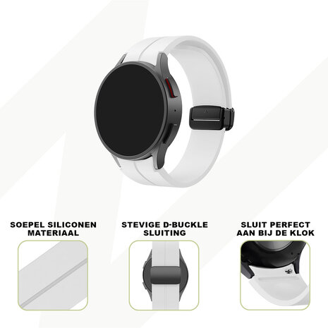 Bandz Bandz Samsung Galaxy Watch 4 40mm siliconen band met D-Buckle (wit)