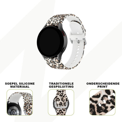 Bandz Bandz Samsung Galaxy Watch 5 - 44mm siliconen band 'Leopard'