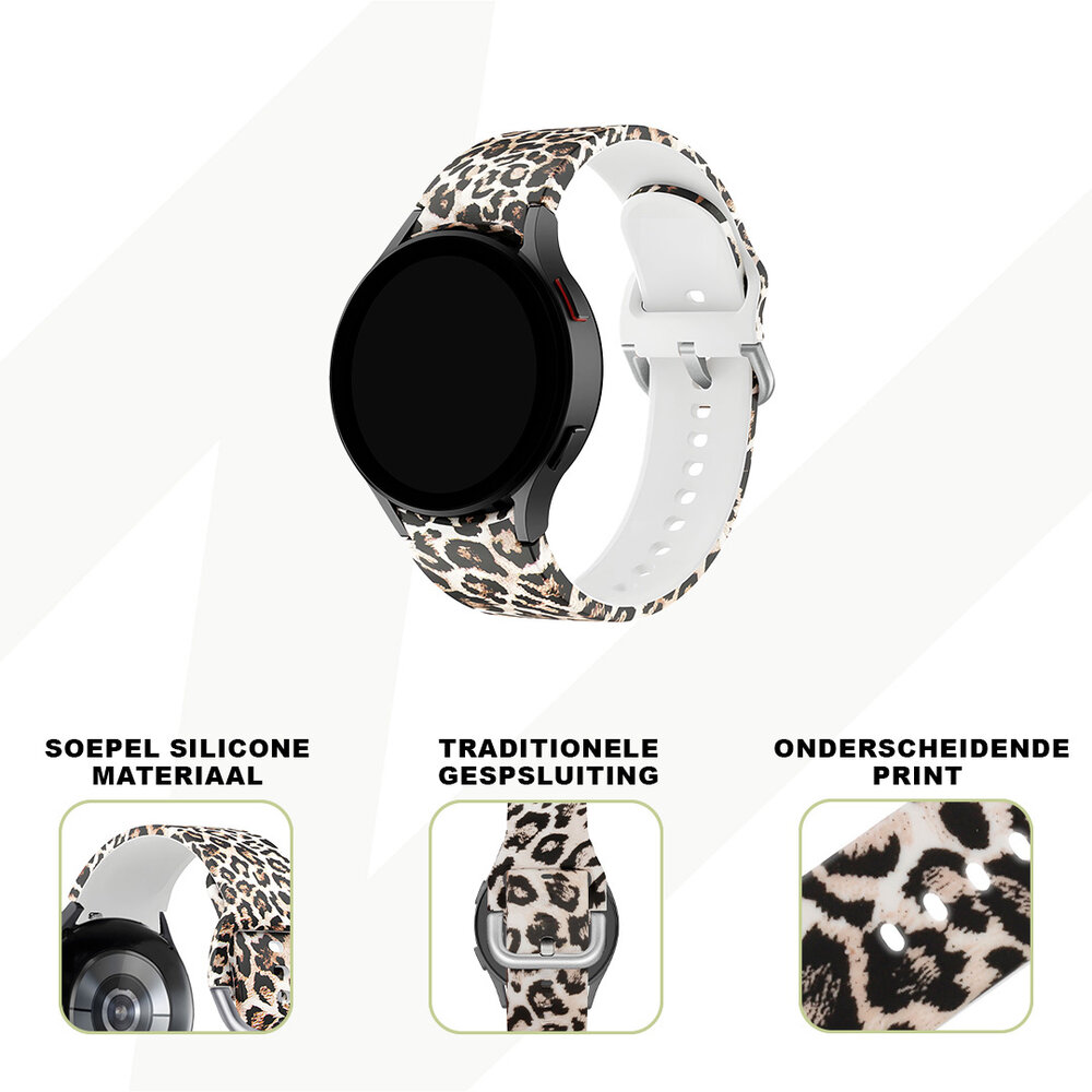 Bandz Bandz Samsung Galaxy Watch 5 - 40mm siliconen band 'Leopard'