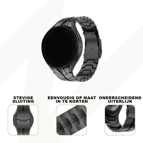 Bandz Bandz Samsung Galaxy Watch 6 - 44mm stalen band 'Iron' (zwart) Bandz Bandz Samsung Galaxy Watch 6 - 44mm stalen band 'Iron' (zwart)