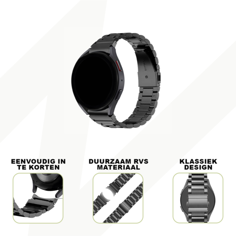 Bandz Bandz Samsung Galaxy Watch 7 - 44mm stalen band 'Classic' (zwart) Bandz Bandz Samsung Galaxy Watch 7 - 44mm stalen band 'Classic' (zwart)