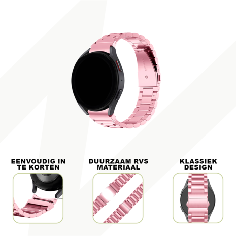 Bandz Bandz Samsung Galaxy Watch 5 - 40mm stalen band 'Classic' (roze) Bandz Bandz Samsung Galaxy Watch 5 - 40mm stalen band 'Classic' (roze)