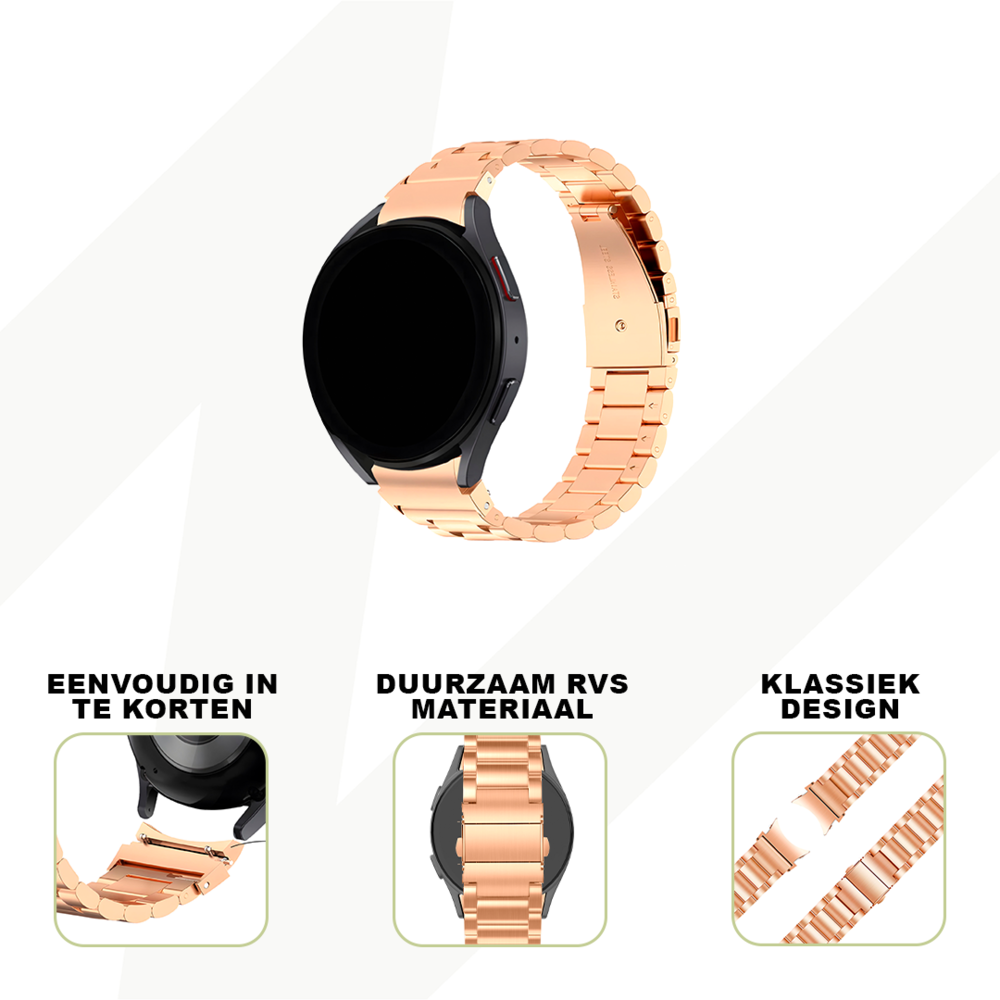 Bandz Bandz Samsung Galaxy Watch 5 Pro stalen band 'Classic' (roségoud) Bandz Bandz Samsung Galaxy Watch 5 Pro stalen band 'Classic' (roségoud)