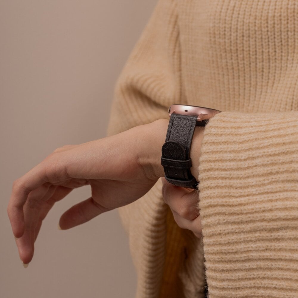 Strap-it® Strap-it Samsung Galaxy Watch 6 - 44mm leren bandje (strak-zwart)