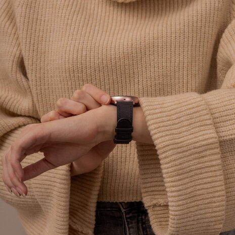 Strap-it® Strap-it Huawei Watch GT 2 Pro leren band (strak-zwart)