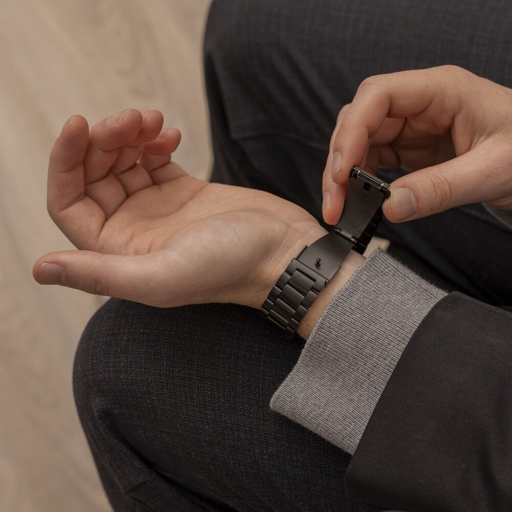 Strap-it® Strap-it Samsung Galaxy Watch FE stalen band (zwart) Strap-it® Strap-it Samsung Galaxy Watch FE stalen band (zwart)