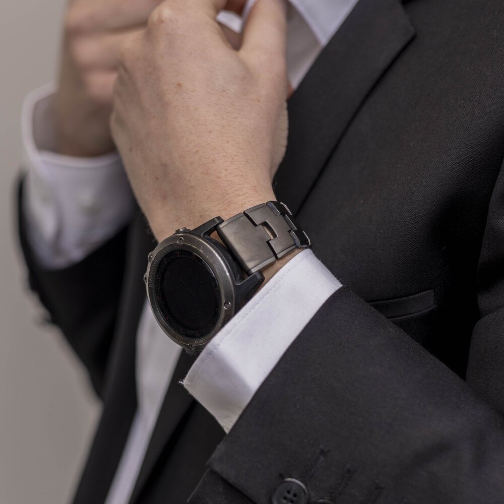 Strap-it® Strap-it Samsung Galaxy Watch 3 45mm titanium bandje (grafiet) Strap-it® Strap-it Samsung Galaxy Watch 3 45mm titanium bandje (grafiet)