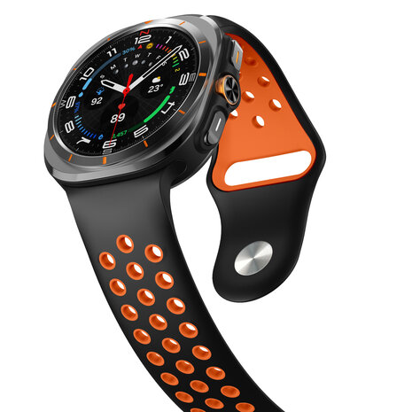 Strap-it® Strap-it Samsung Galaxy Watch Ultra sport band (zwart/oranje) Strap-it® Strap-it Samsung Galaxy Watch Ultra sport band (zwart/oranje)