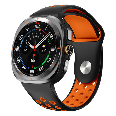 Strap-it® Strap-it Samsung Galaxy Watch Ultra sport band (zwart/oranje) Strap-it® Strap-it Samsung Galaxy Watch Ultra sport band (zwart/oranje)