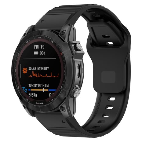 Strap-it® Strap-it Garmin Forerunner 970 outdoor siliconen band (zwart)