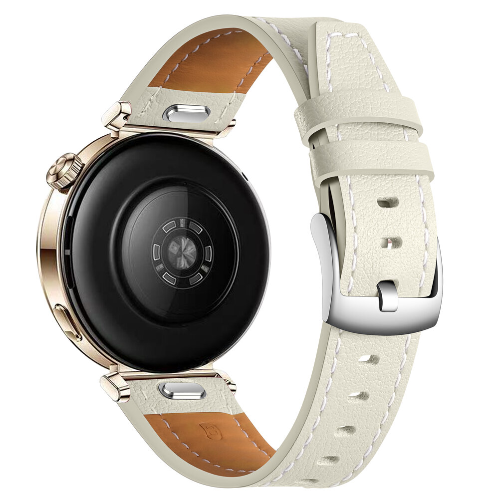 Strap-it® Strap-it Huawei Watch GT 5 - 41mm 'one push' leren bandje (beige) Strap-it® Strap-it Huawei Watch GT 5 - 41mm 'one push' leren bandje (beige)