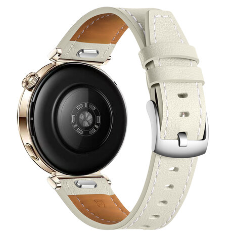 Strap-it® Strap-it Huawei Watch GT 5 - 41mm 'one push' leren bandje (beige) Strap-it® Strap-it Huawei Watch GT 5 - 41mm 'one push' leren bandje (beige)