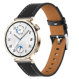 Strap-it® Huawei Watch GT 5 Pro - 42mm 'one push' leren bandje (zwart)