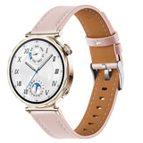 Strap-it® Huawei Watch GT 5 Pro - 42mm 'one push' leren bandje (lichtroze)