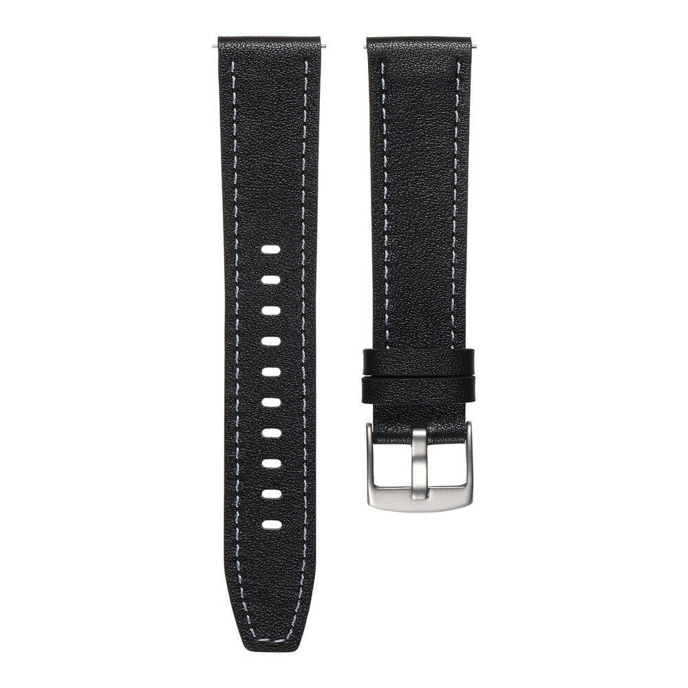 Strap-it® Strap-it Samsung Galaxy Watch 7 - 44mm 'one push' leren bandje (zwart)