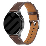 Strap-it® Samsung Galaxy Watch 7 - 44mm 'one push' leren bandje (donkerbruin)