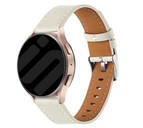 Strap-it® Samsung Galaxy Watch 6 Classic 47mm 'one push' leren bandje (beige) Strap-it® Samsung Galaxy Watch 6 Classic 47mm 'one push' leren bandje (beige)