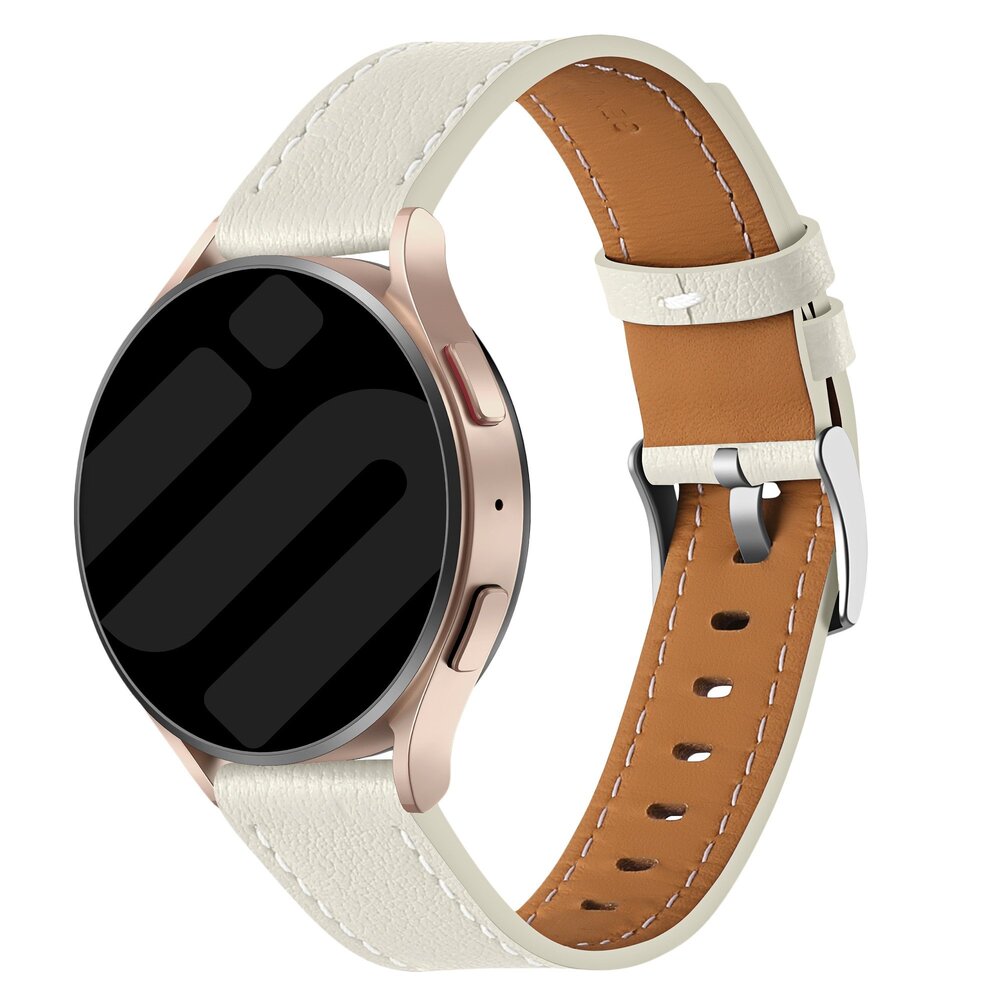 Strap-it® Strap-it Samsung Galaxy Watch 5 Pro 'one push' leren bandje (beige)