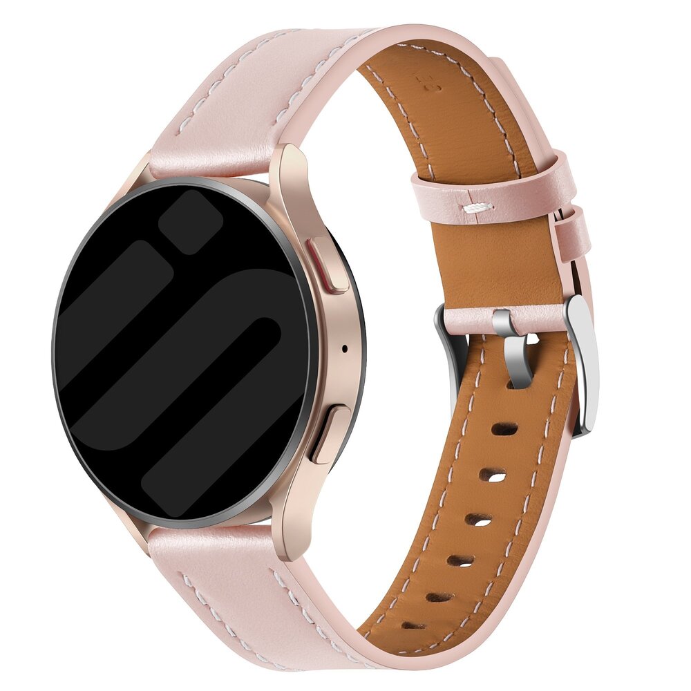 Strap-it® Strap-it Huawei Watch GT 3 Pro 43mm 'one push' leren bandje (lichtroze)