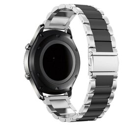 Strap-it® Huawei Watch 5 - 42mm stalen band zilver/zwart