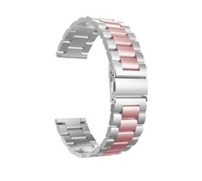 Strap-it® Huawei Watch 5 - 42mm stalen band zilver/roze
