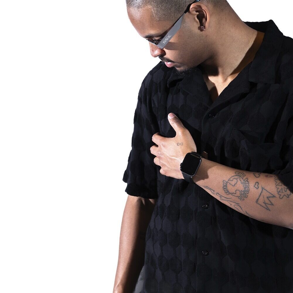 BALR. BALR Apple Watch leren band (zwart)