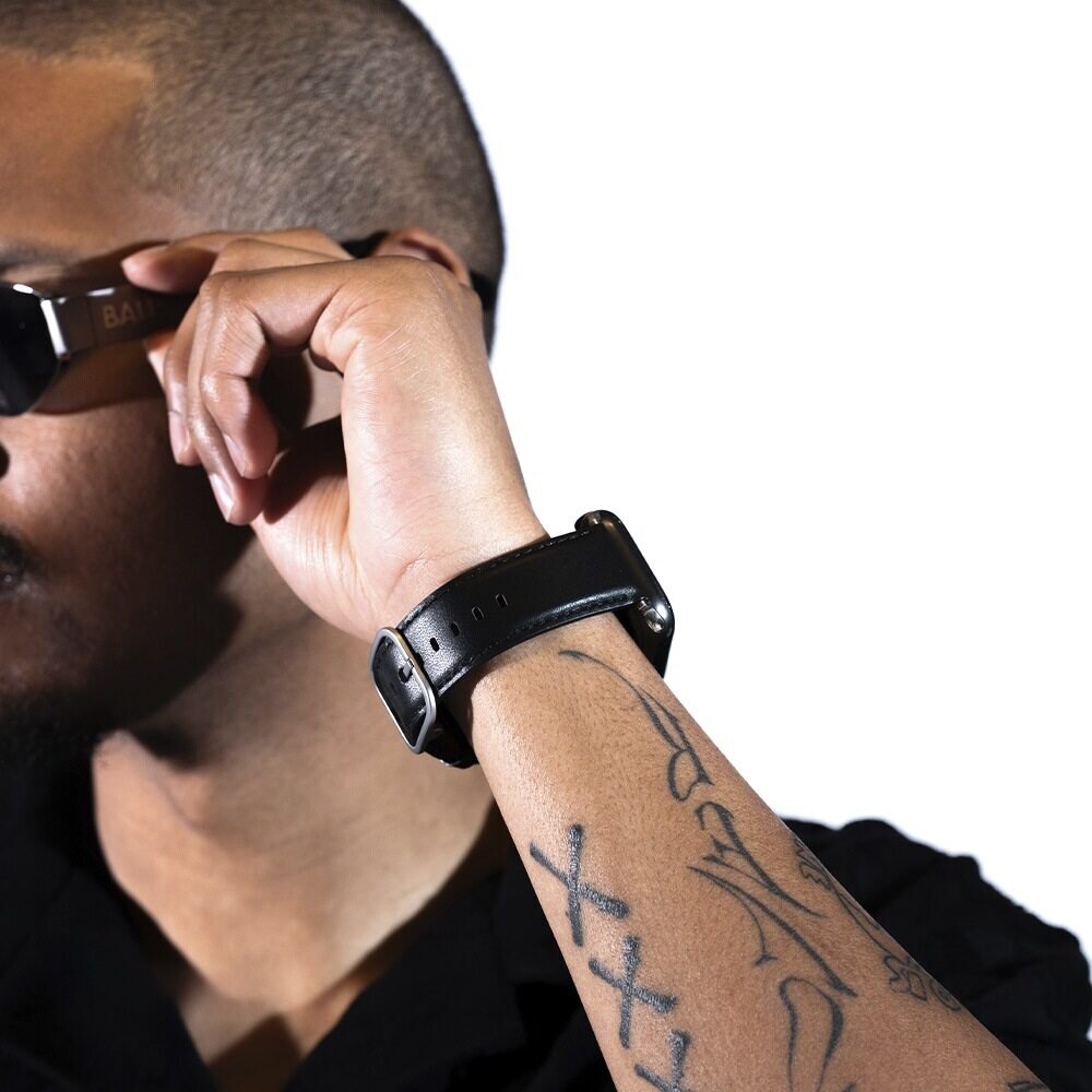 BALR. BALR Apple Watch leren band (zwart)