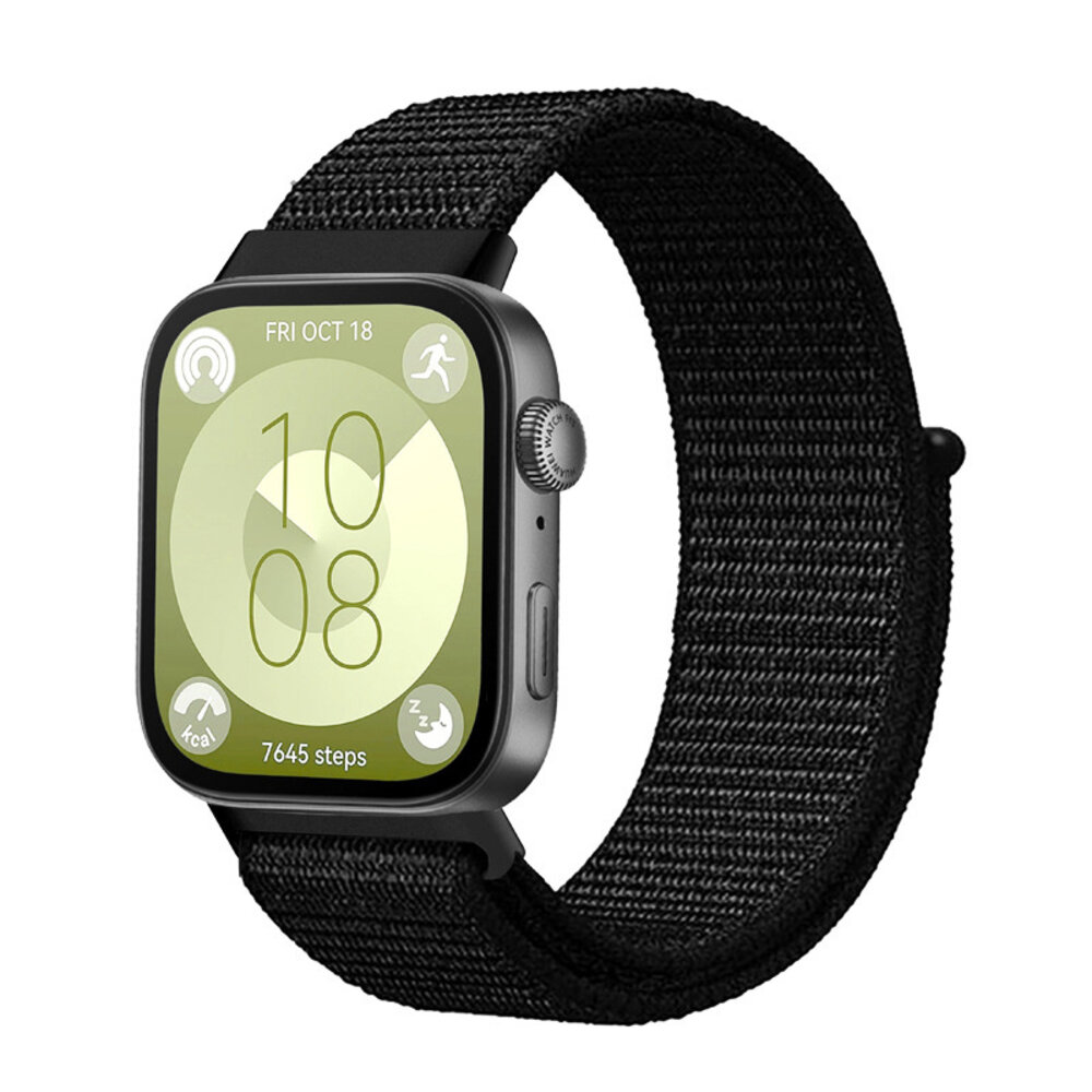 Strap-it® Strap-it Huawei Watch Fit 3 nylon classic bandje (zwart)