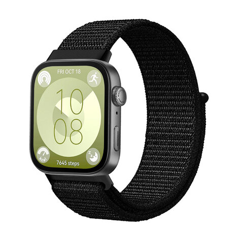 Strap-it® Strap-it Huawei Watch Fit 3 nylon classic bandje (zwart)